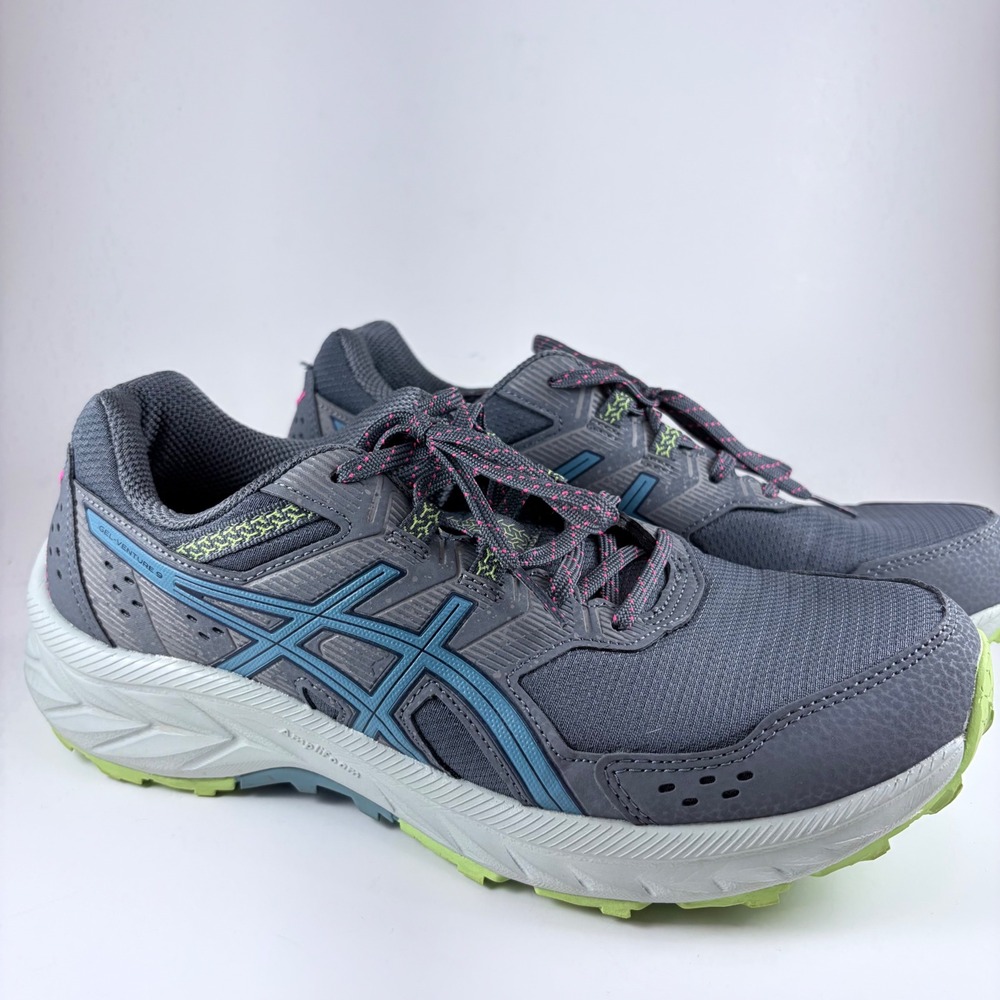 Asics Gel-Venture 9 Womens Trail Running Shoes‎ Grey Blue Lime 1012B313 Size 9